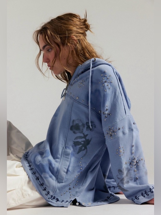Free People Tops - Free People/We The Free Silver Half Zip Hoodie NWT Size XS Current on FP